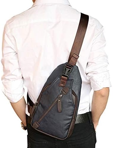 Hebetag Leather Sling Bag Crossbody Backpack for Men Women Travel Outdoor Camping