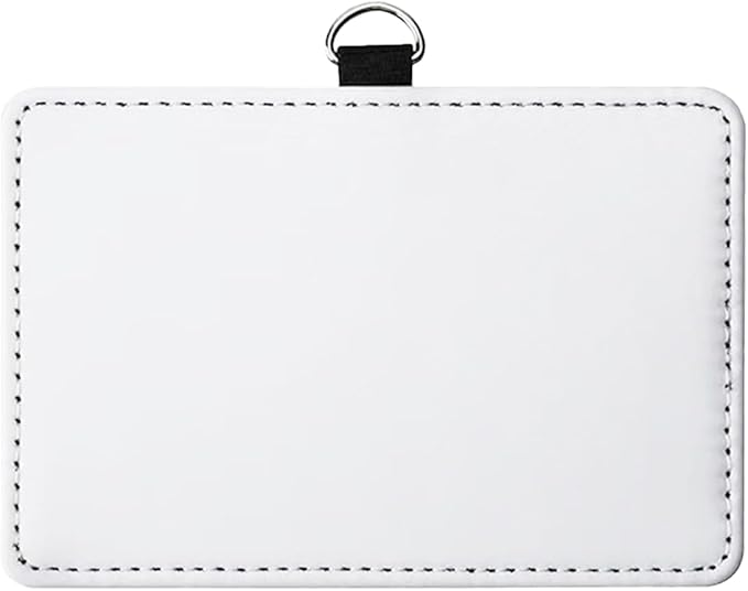 12 Pack Sublimation Blank PU Leather ID Badge Holder Bulk Heat Transfer Print ID Card Badges Name Tag Holders for DIY Office Employees Horizontal
