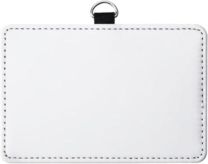 12 Pack Sublimation Blank PU Leather ID Badge Holder Bulk Heat Transfer Print ID Card Badges Name Tag Holders for DIY Office Employees Horizontal
