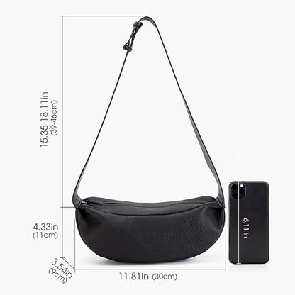 DONNAIN Genuine Leather Sling Bags Crossbody Women, Minimalist Style Casual Chest Bags with Wide Strap