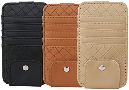 Car Sun Visor Leather Organizer Pocket - Card & Glasses Holder, Stylish Interior Accessory (Black)