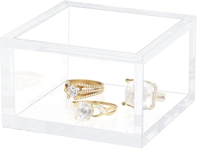 AITEE Small Acrylic Box with Lid, Clear Cube Display Case, Multi-Purpose Box Square for Holding Staples, Paper Clips, Stamps, Display in Office, Home