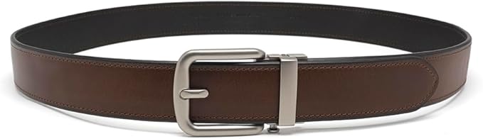 Fabio Valenti Men's Genuine Leather Ratchet Dress Belt with Automatic Buckle, Adjustiable Sizes, Handmade, All leather Strap