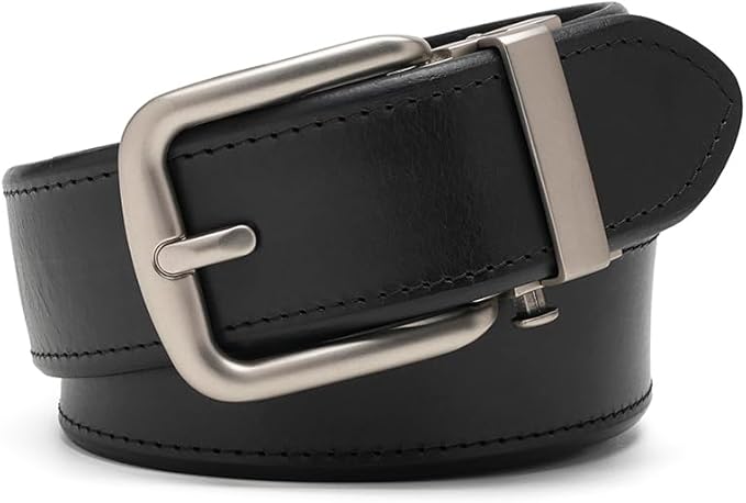 Fabio Valenti Men's Genuine Leather Ratchet Dress Belt with Automatic Buckle, Adjustiable Sizes, Handmade, All leather Strap