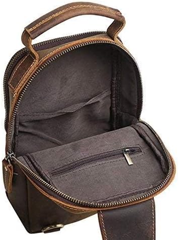 Hebetag Vintage Leather Sling Bag Handbag for Men Women Outdoor Travel Hiking Camping Shoulder Backpack