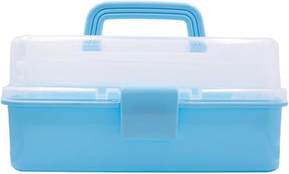 ANGELS CRAFT Clear Plastic Container 3 Layers Organizer Box - Ideal for Beads, Art Supplies, DIY Crafts, Jewelry and Small Items - 11 x 6.7 x 5”