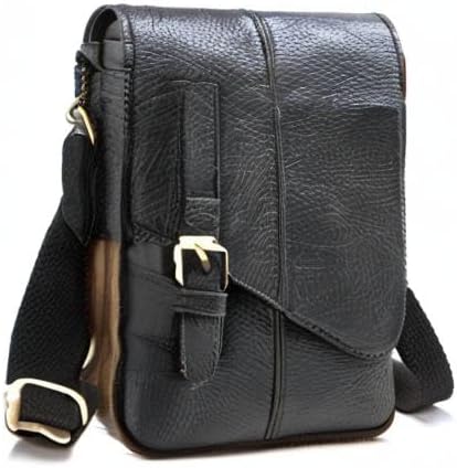Le'aokuu Mens Genuine Leather Small Messenger Shoulder Satchel Phone Pouch Belt Waist Bag Pack
