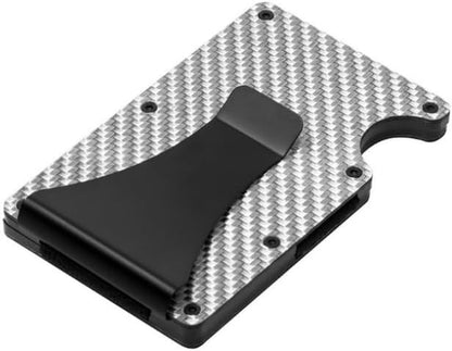 Leatherboss Wallet for Men RFID Blocking Minimalist Metal Card Holder with Money Clip Holds Credit Cards and Cash (Gray Carbon)