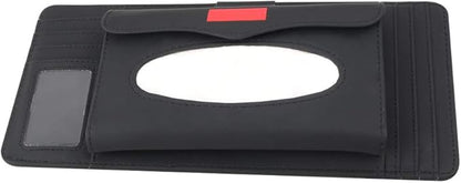 Car Sun Visor Organizer,Tissue Holder Multifunctional Tissue Box Glasses Holder Card Package CD Bag,Black
