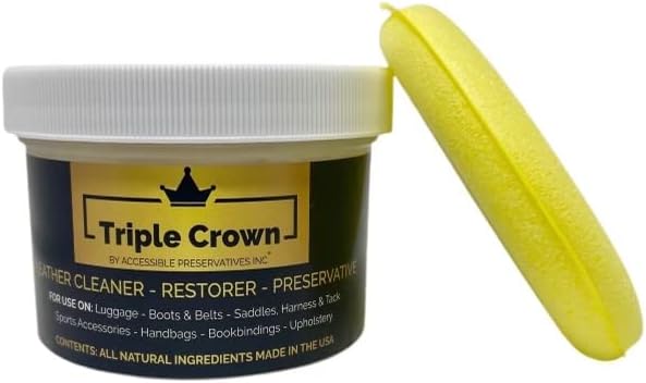 Triple Crown Leather Preservative & Restorer (8 oz.); 80 Year Old Fredelka Formula Hand-Poured by Accessible Preservatives; For Use on Boots, Bags, Books & More. Made in the U.S.A