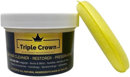Triple Crown Leather Preservative & Restorer (8 oz.); 80 Year Old Fredelka Formula Hand-Poured by Accessible Preservatives; For Use on Boots, Bags, Books & More. Made in the U.S.A