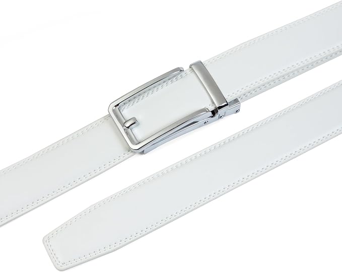 Founders & C Men's Leather Ratchet Comfort Click Belt Dress with Slide Buckle -Adjustable Trim to Fit