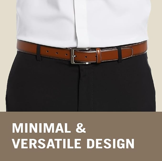 Perry Ellis Men's Portfolio Amigo Leather 1.25" Width Dress Belt (Available in Big & Tall)