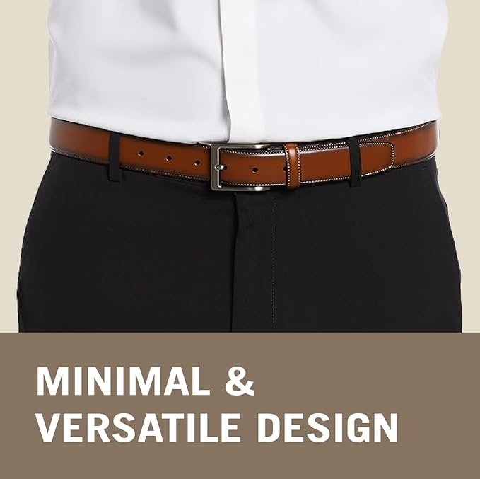 Perry Ellis Men's Portfolio Amigo Leather 1.25" Width Dress Belt (Available in Big & Tall)