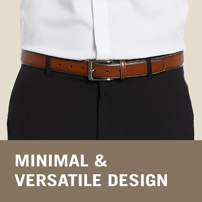 Perry Ellis Men's Portfolio Amigo Leather 1.25" Width Dress Belt (Available in Big & Tall)