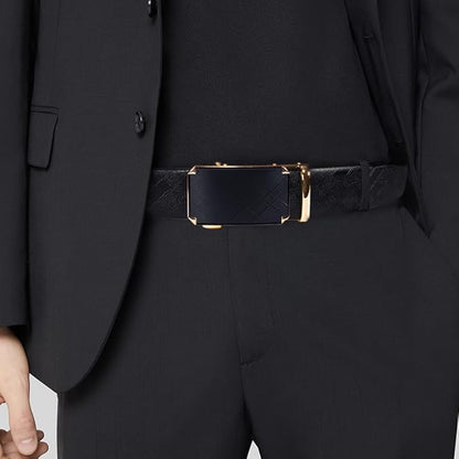 Dubulle Men's Ratchet Belt Gold/Black/Red/Green/Blue/White Automatic Buckle Business Casual Belt Gift - Adjustable Fit