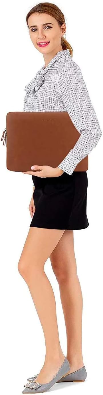 MOSISO Laptop Sleeve Bag 13 inch Compatible with MacBook Neo 13 A18/Air 13.6 inch 2026-2022 M4 M3 M2/Air 13 inch 2022-2018 M1/Pro 13 2026-2016 M2 M1, PU Leather Padded Bag Waterproof Case, Brown