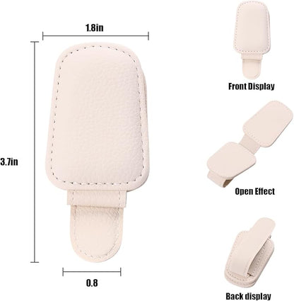 Car Visor Sunglasses Holders,2 Pcs (Beige)