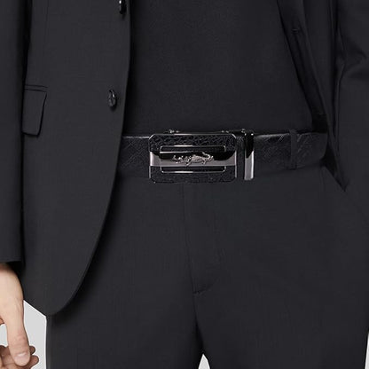 Barry.Wang Mens Belts Leather Ratchet Automatic Buckle Slide Click 1 3/8" Designer Dress Fashion Classic Casual Work Business
