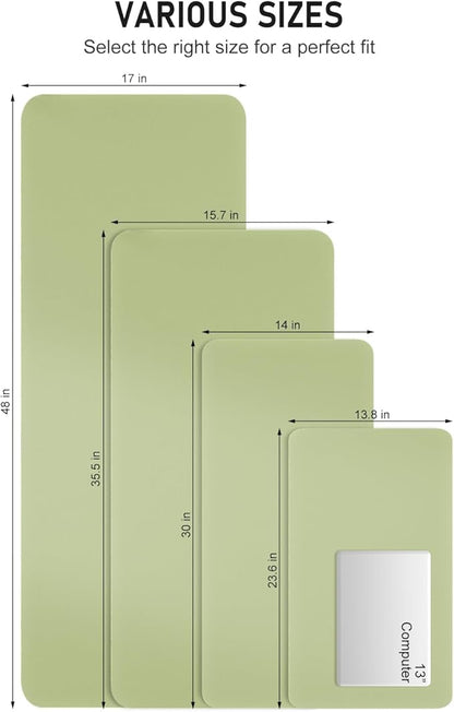 Desk Pad, 48" x 17" PU Leather Non-Slip Desk Mat Large Mouse Pad for Desktop, Waterproof Laptop Computer Writing Mat for Office, Home, Work, Gaming, Green