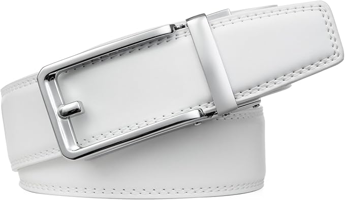 Founders & C Men's Leather Ratchet Comfort Click Belt Dress with Slide Buckle -Adjustable Trim to Fit