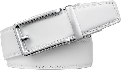 Founders & C Men's Leather Ratchet Comfort Click Belt Dress with Slide Buckle -Adjustable Trim to Fit