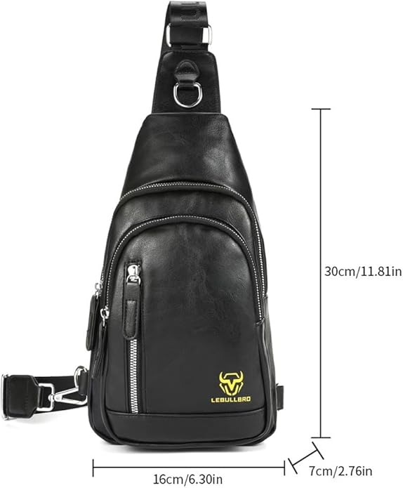 Crossbody Bags for Men Leather Sling Bags Mens Chest Bag Backpack Travel Hiking Fishing Outdoor Sports