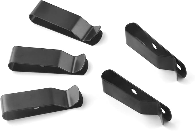 5PCS Black Metal 55x15mm Holster Sheath Belt Clip Snap Clip Clasp Spring Buckle Hook for Wallets, Pouches, Tape Measure