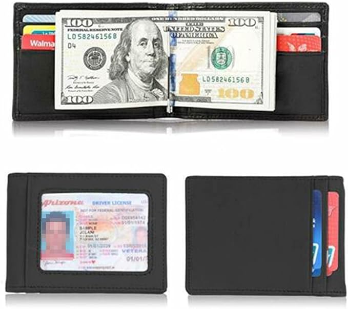 RFID Men's Leather Slim Bifold Money Clip Wallet Front Pocket Credit Card Holder