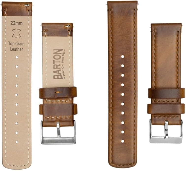 BARTON WATCH BANDS - Top Grain Leather Watch Bands Compatible with Apple Watch Models - 1, 2, 3, 4, 5, 6, 7, 8, 9, 10, SE, Ultra & Ultra 2