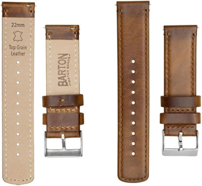 BARTON WATCH BANDS - Top Grain Leather Watch Bands Compatible with Apple Watch Models - 1, 2, 3, 4, 5, 6, 7, 8, 9, 10, SE, Ultra & Ultra 2