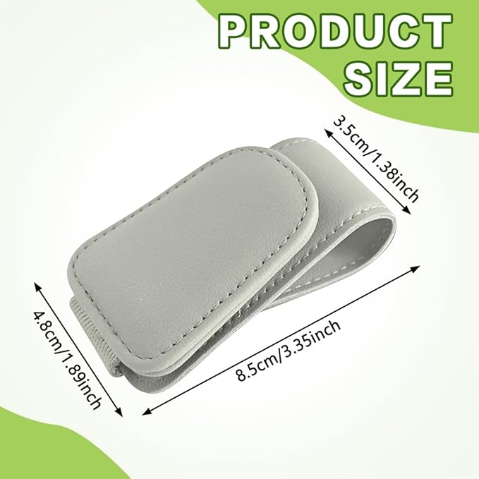 Sunglass Holder for Car, Sunglasses Clip for Car Visor, Magnetic Leather Vehicle Eyeglass Hanger Clip, Auto Ticket Card Glasses Organizer Clamp Accessories for SUV Sedan (Light Beige)