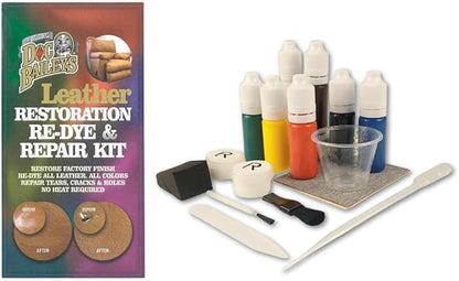 Doc Bailey’s Vinyl & Leather Restoration Re-Dye & Repair-A-Tear Kit - Easy, Effective, and Versatile Leather Repair Solution for Furniture, Jackets, Car Interiors and More