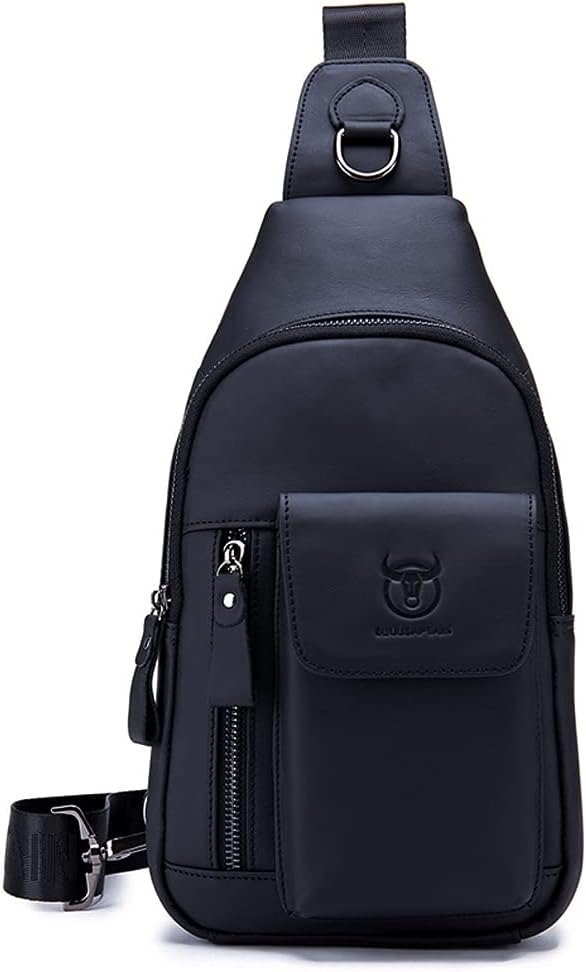 Hebetag Leather Sling Bag Hiking Daypack for Men Women Outdoor Travel Camping Fishing Crossbody Shoulder Chest Pack Casual Backpack
