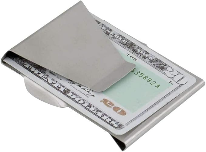 Slim Clip Double Sided Money Clip Credit Card Holder Wallet Stainless Steel For Husband Dad Wife