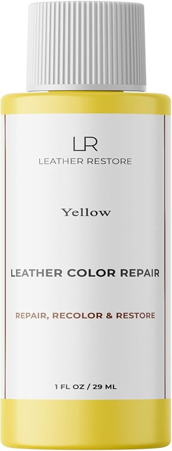 Leather Color Repair, Yellow 1 OZ - Repair, Recolor and Restore Couch, Furniture, Auto Interior, Car Seats, Vinyl and Shoes