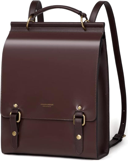 Cnoles Leather Backpack Purse For Women Fashion Ladies Vintage Bags Casual College Travel Backpacks Bag Brown