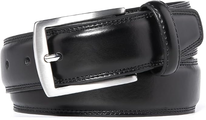 Mens Genuine Leather Dress Belt for Men, Handmade, 100% Cow Leather,Classic Casual and Business Belt Prong Buckle