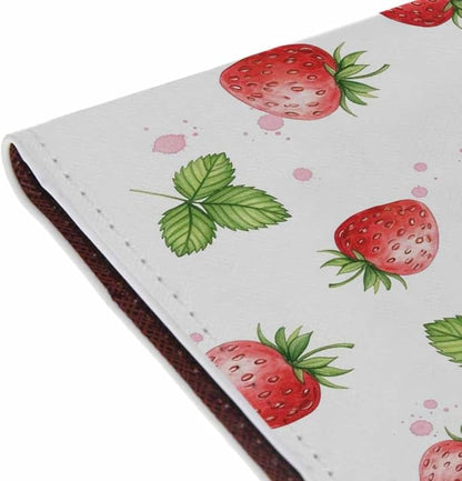 Watercolor Strawberry Passport Holder for Travel Fruit Summer Trendy PU Leather Passport Cover Wallet Cute Passport Card Holder for Women and Men