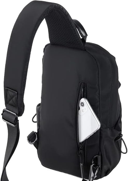 Hebetag Leather Sling Bag Crossbody Backpack for Men Women Travel Outdoor Camping