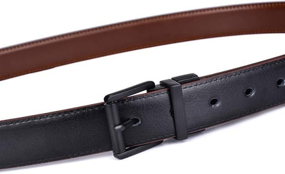 Beltox Men’s Belt Dress Casual Reversible Leather 1.1” w Roller Buckle Rotated