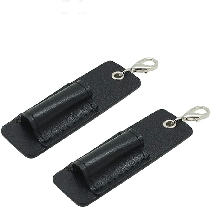 Genuine Leather Pen Holder, 2 Pack Boshiho Pen Pencil Holders for Badge Holder or Neck Lanyard (Black 2)