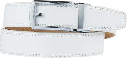 Tonywell Mens Leather Ratchet Belts with Click Buckle Perfect Fit Dress Belt 30mm Wide