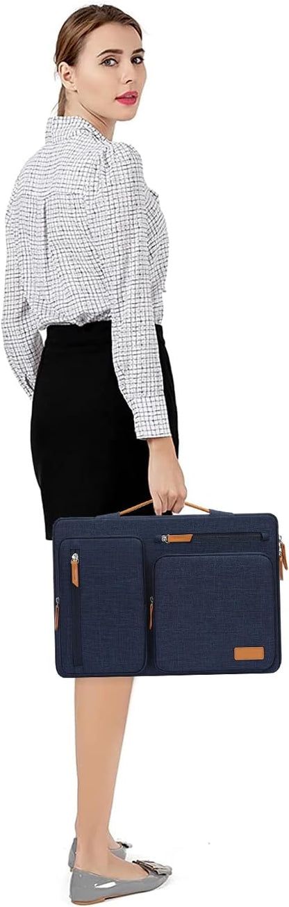 MOSISO 360 Protective Laptop Case 16 inch, 15-15.6 inch Laptop Sleeve Compatible with MacBook Pro 16, HP Acer Dell Lenovo ASUS, Side Open Carrying Case with 4 Zipper Pockets&Handle, Navy Blue