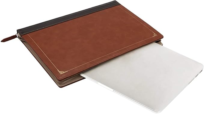 MOSISO Compatible with MacBook Air 15 inch 2025 2024 2023 M4 M3 M2/Pro 15 inch Case A1990 A1707 2019-2016, PU Leather Laptop Sleeve Vintage Retro Zippered Portfolio Protective Case Cover, Brown