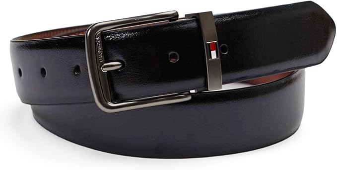 Tommy Hilfiger Men's Reversible Leather Belt, 2‑in‑1 Design for Dress Or Casual Wear