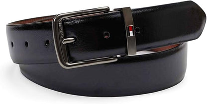 Tommy Hilfiger Men's Reversible Leather Belt, 2‑in‑1 Design for Dress Or Casual Wear