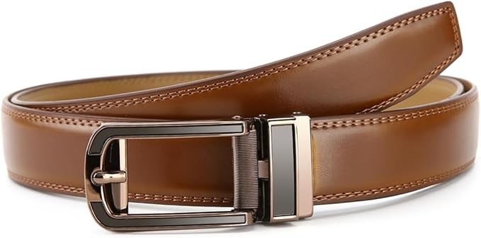 Men's Belt, Leather Ratchet Belt For Men's Dress 3.0cm,1 1/8" Size Adjusted Automatic Buckle