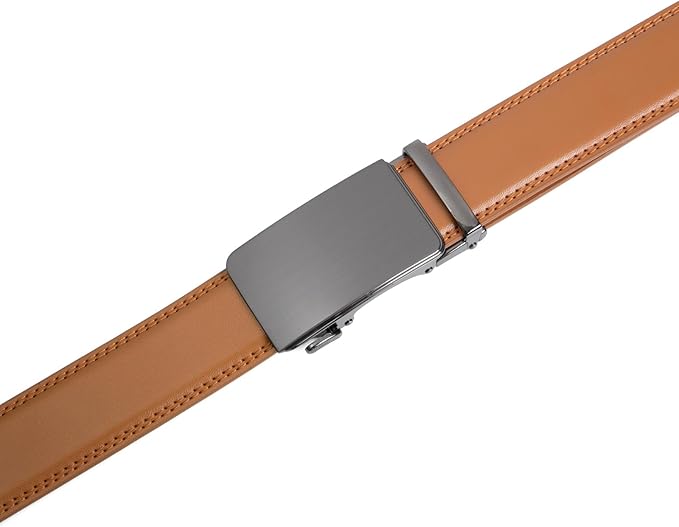 Founders & C Men's Ratchet Belt 1 3/8",Leather Dress Belt Adjustable with Click Sliding Buckle Trim to Exact Fit