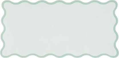 Ralxion Sage Green Scalloped Desk Mat, 31.5" x 15.7", PU Leather, Waterproof Anti-Slip, Cute Aesthetic Desk Pad for Office/Home/Game/Vanity Large